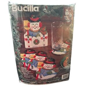 Bucilla Snowman Coasters  #61186 1995 Crafts Needlecrafts Sealed Holiday Vintage